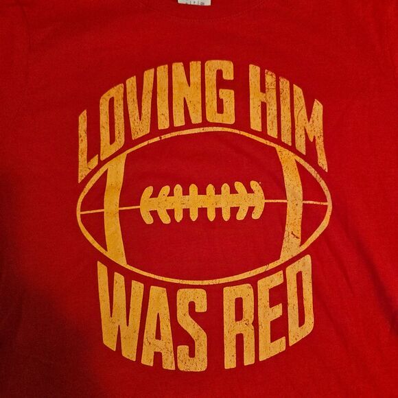 Swiftie "Loving Him Was Red" Graphic Football Tee - Size S (Women's) - Picture 2 of 5